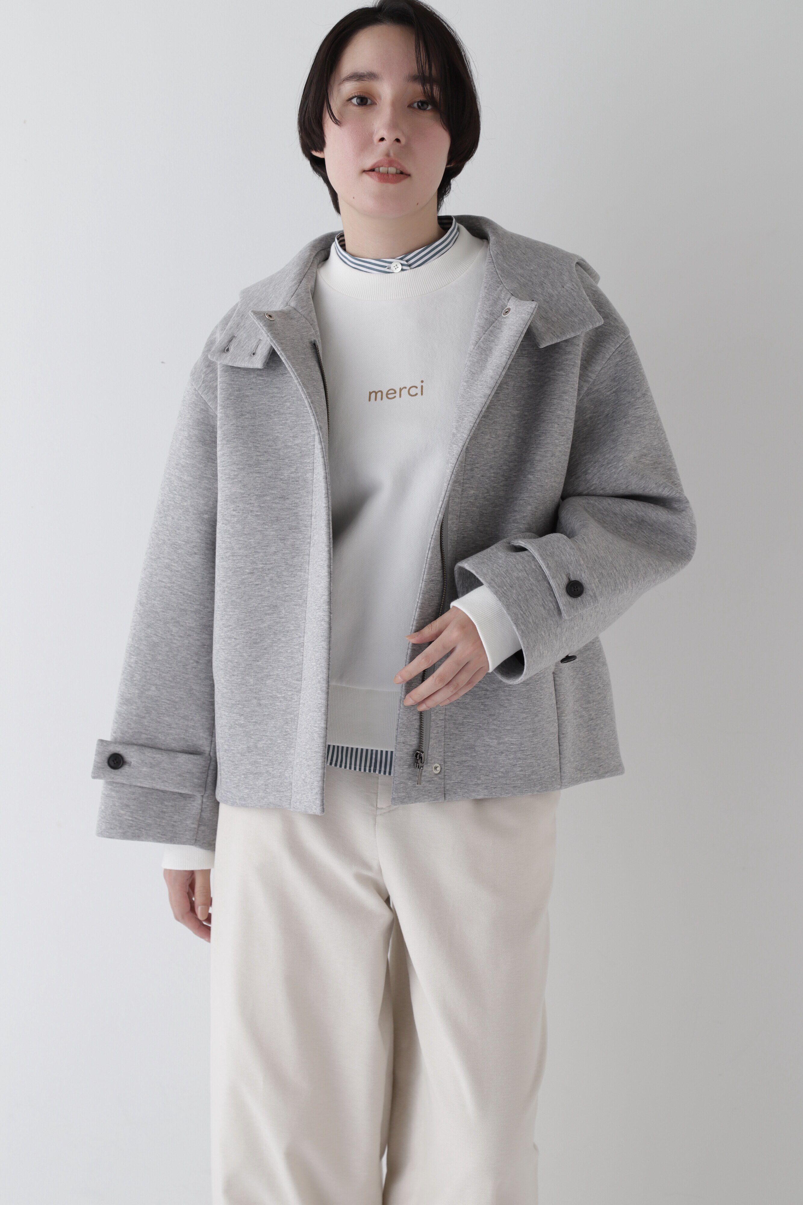  「◆ダンボールボンディングフーディーブルゾン」|ブルゾン・スタジャン|グレー