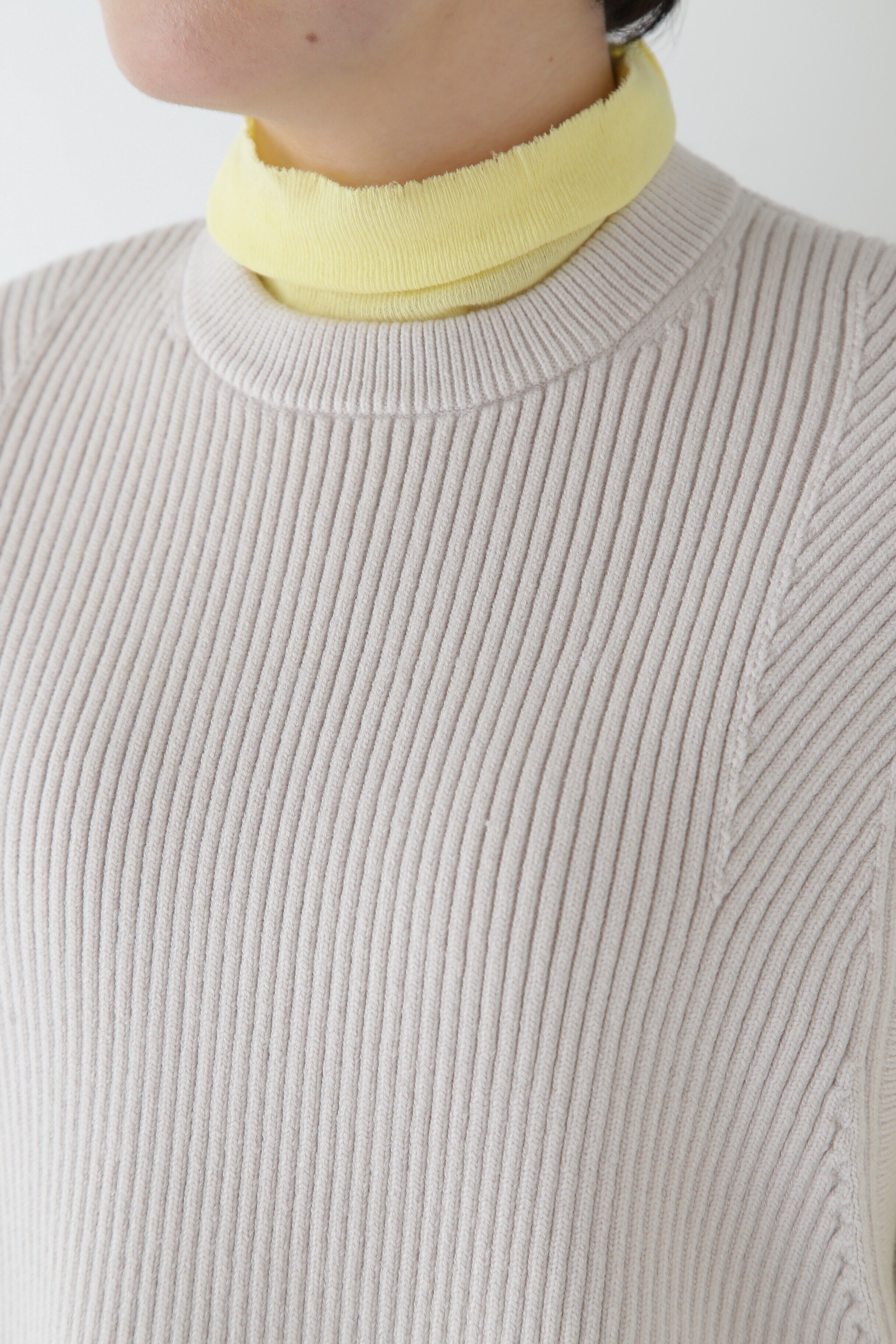  「◆【ウォッシャブル】綿ポリリブ見えクルーベスト」|ニット・セーター|