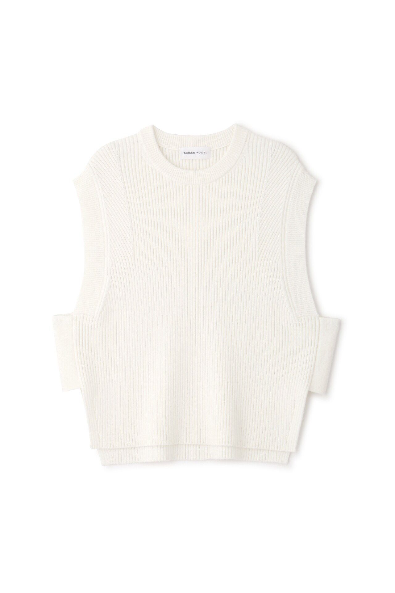  「◆【ウォッシャブル】綿ポリリブ見えクルーベスト」|ニット・セーター|