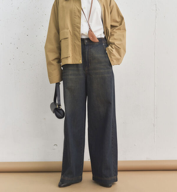 Doux archives「サイドベルトワイドデニムパンツ」|デニム|BLUE