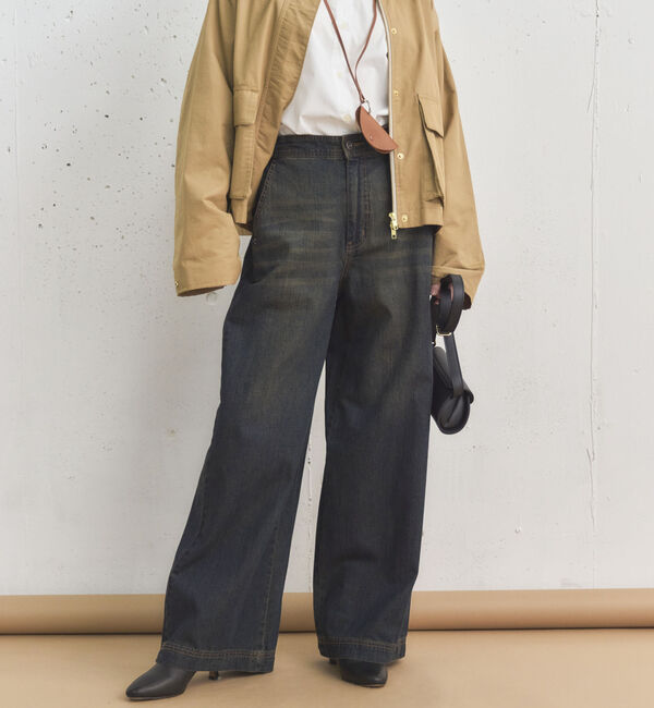 Doux archives「サイドベルトワイドデニムパンツ」|デニム|