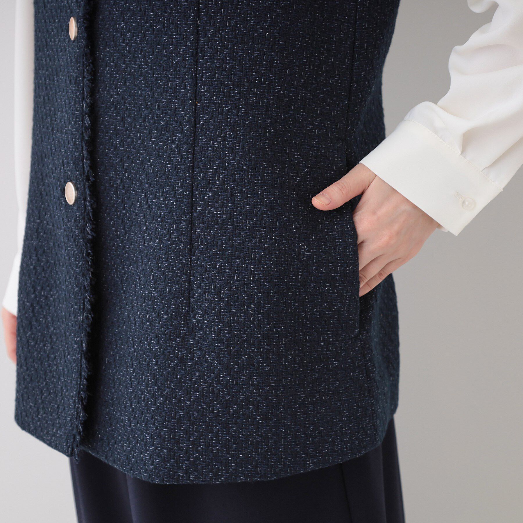 SHOO･LA･RUE「【セレモニーからデイリーまで】フリンジ ツイードジレ」|ベスト・ジレ|