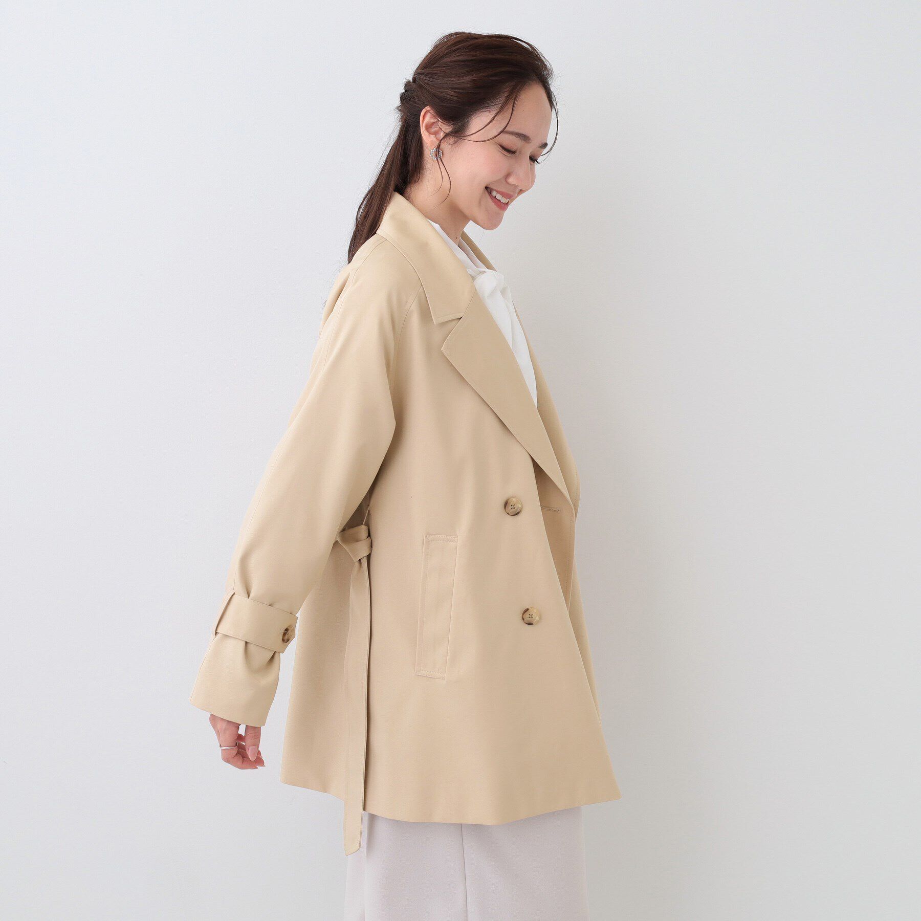 SHOO･LA･RUE「【S-LL/防花粉/撥水】ミドル丈トレンチコート」|トレンチコート|