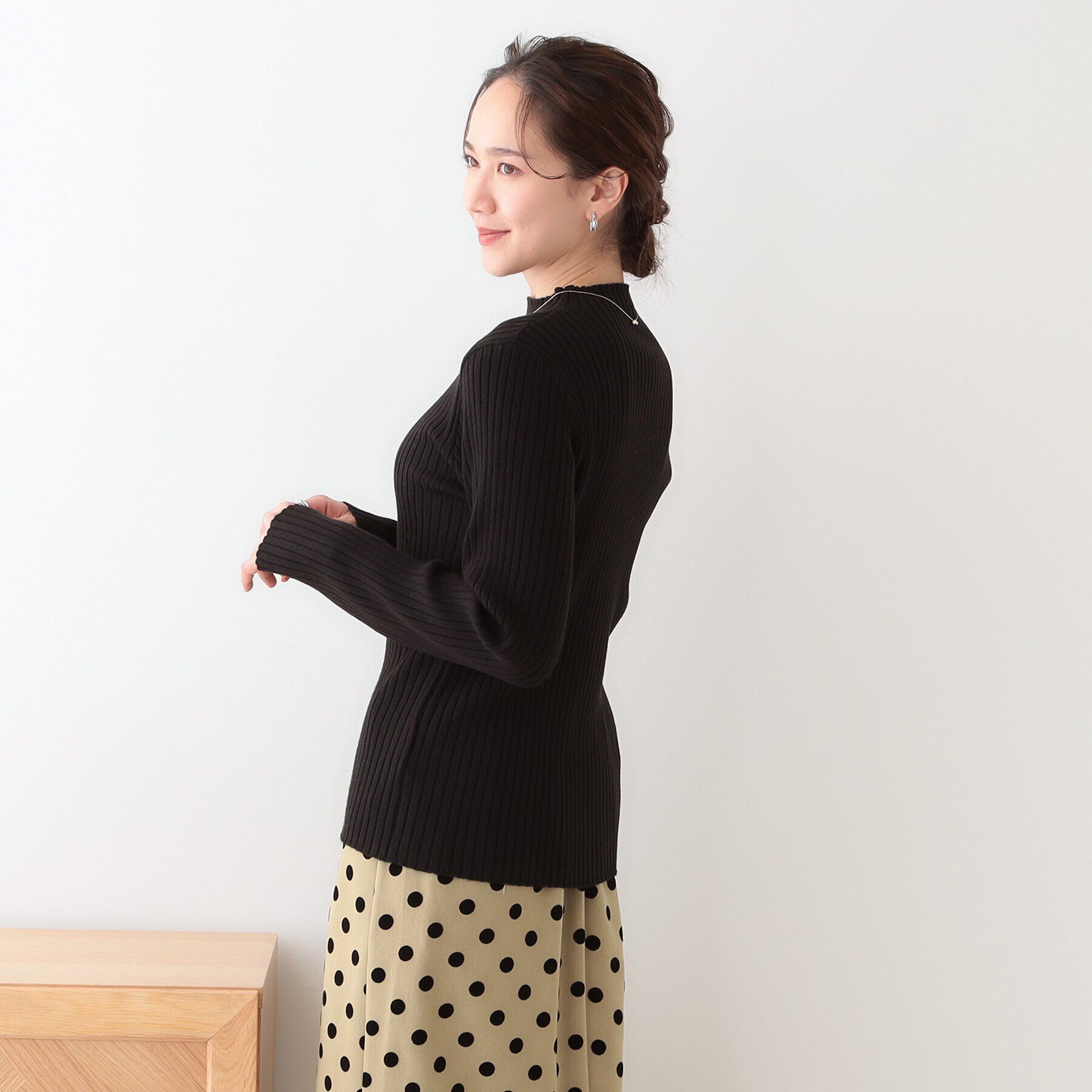 SHOO･LA･RUE「【洗える/S-LL】一枚でもインナーでも プチハイネック リブニット」|ニット・セーター|