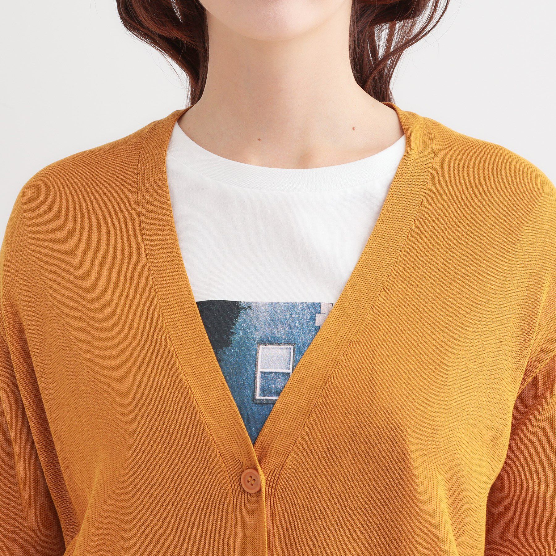 SHOO･LA･RUE「【洗える/UV】さらっと羽織れる ミドル丈Vネックカーディガン」|カーディガン|