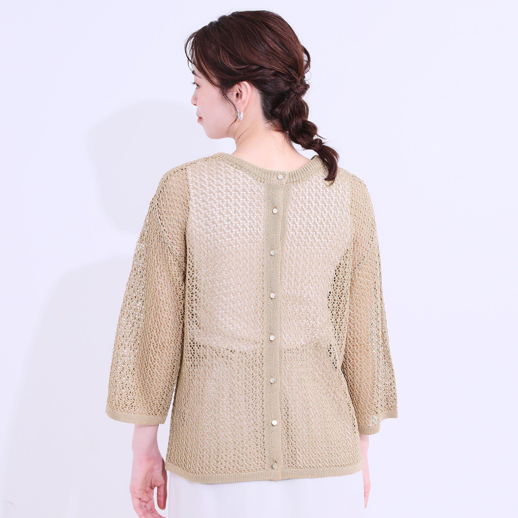 SHOO･LA･RUE「【S-LL/2WAY】ラメが華やか 透かしニットカーディガン」|カーディガン|