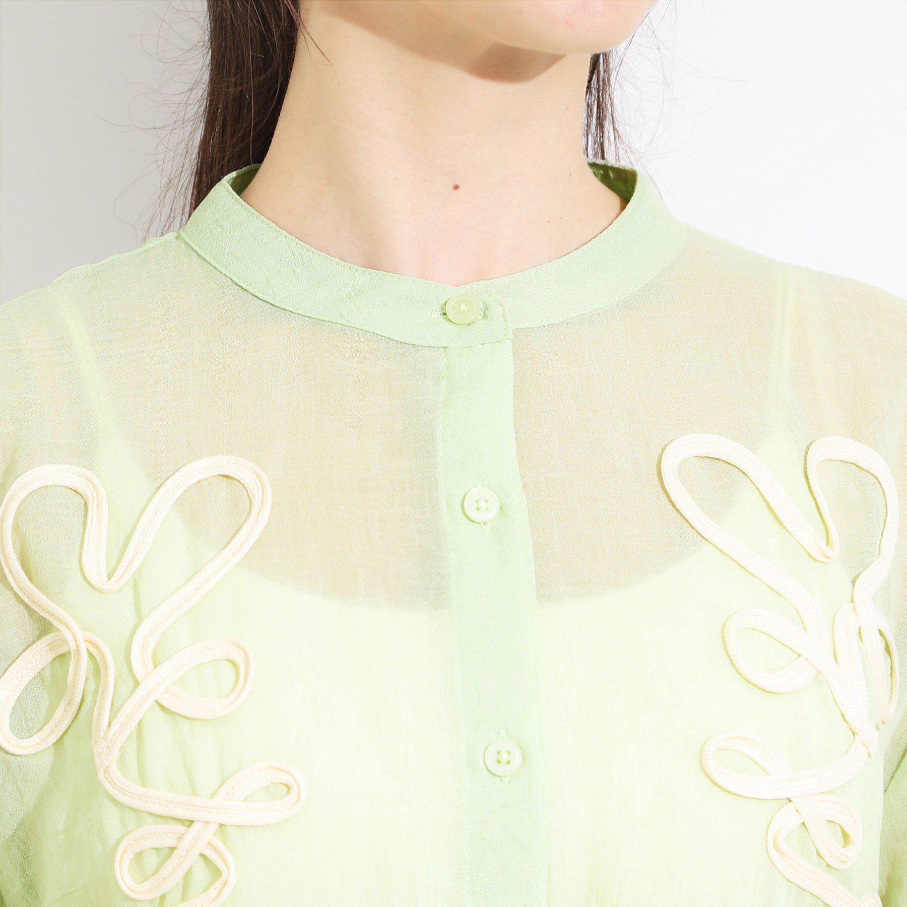 SHOO･LA･RUE「【S-LL】一枚で着映え コード刺繍シャツ」|シャツ・ブラウス|