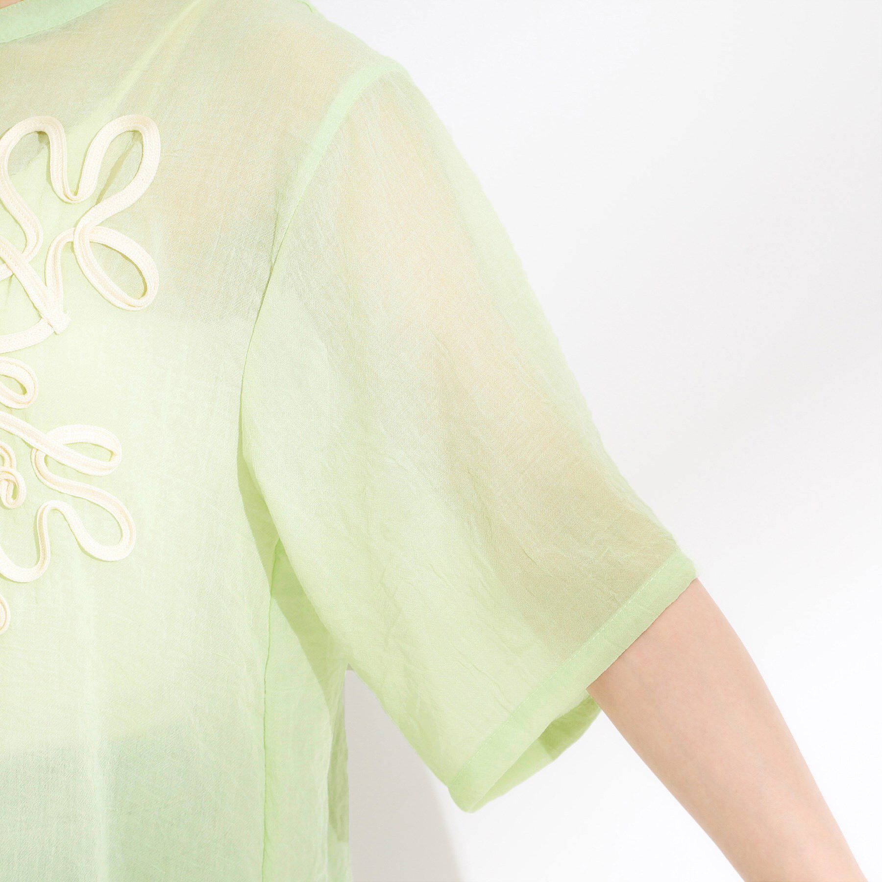 SHOO･LA･RUE「【S-LL】一枚で着映え コード刺繍シャツ」|シャツ・ブラウス|