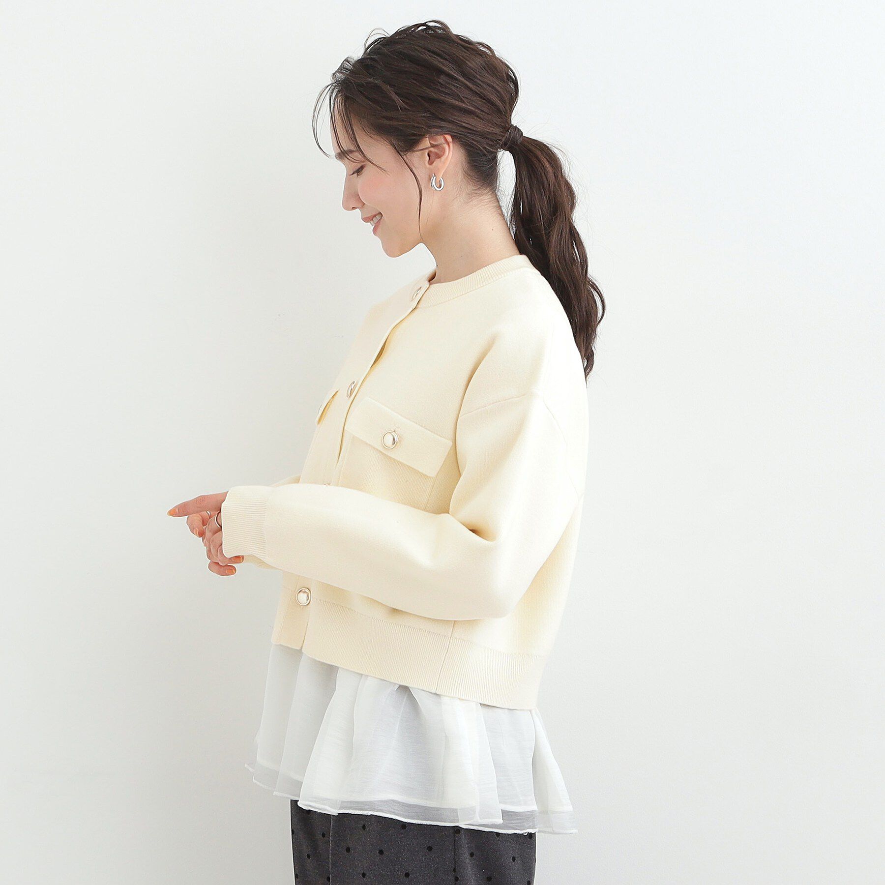 SHOO･LA･RUE「【洗濯機可/S-LL】1枚でも羽織りでも 華やか上品カーデ」|カーディガン|