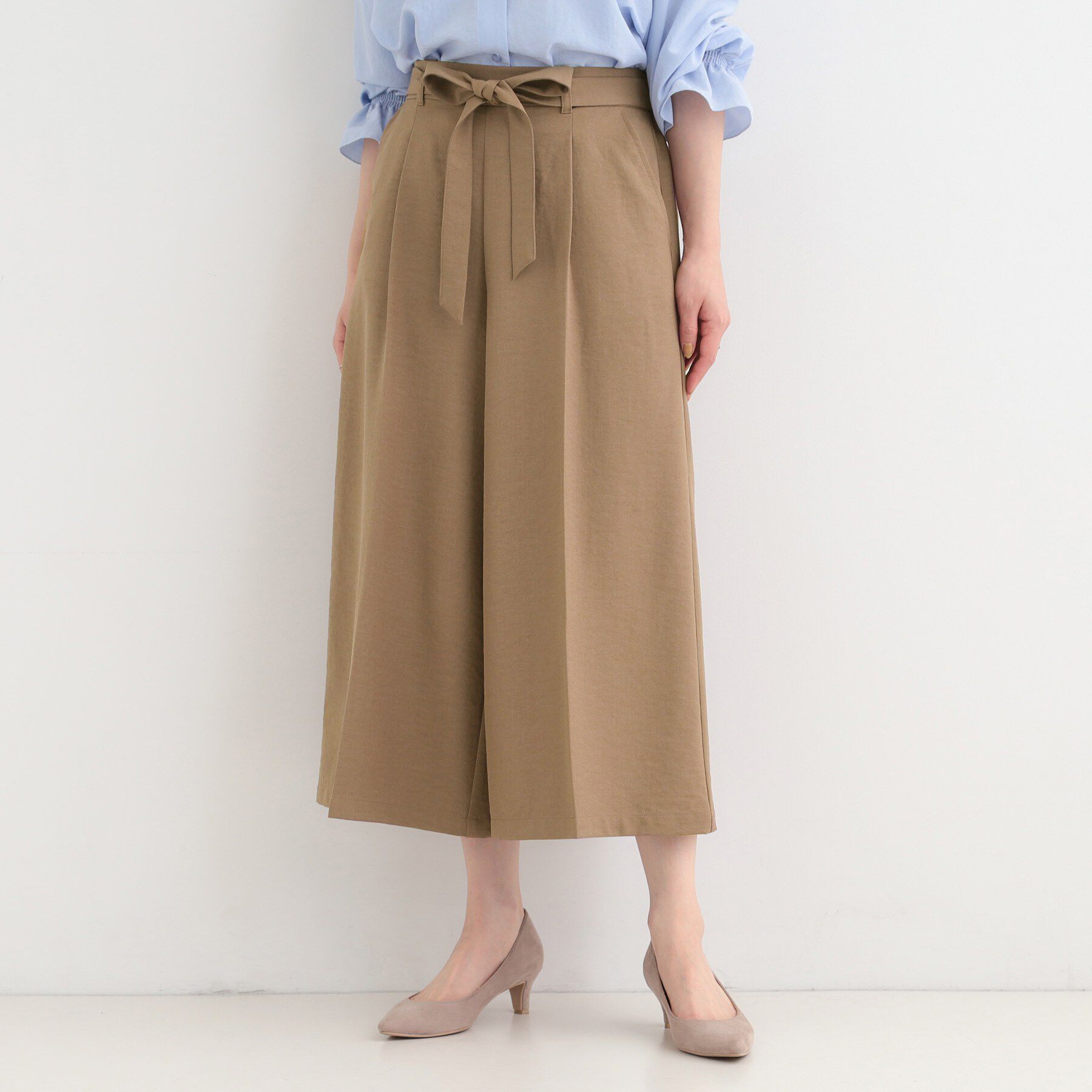 SHOO･LA･RUE「【洗濯機可/S-LL】ハイウエストで美脚見え リボンクロップドワイドパンツ」|その他|