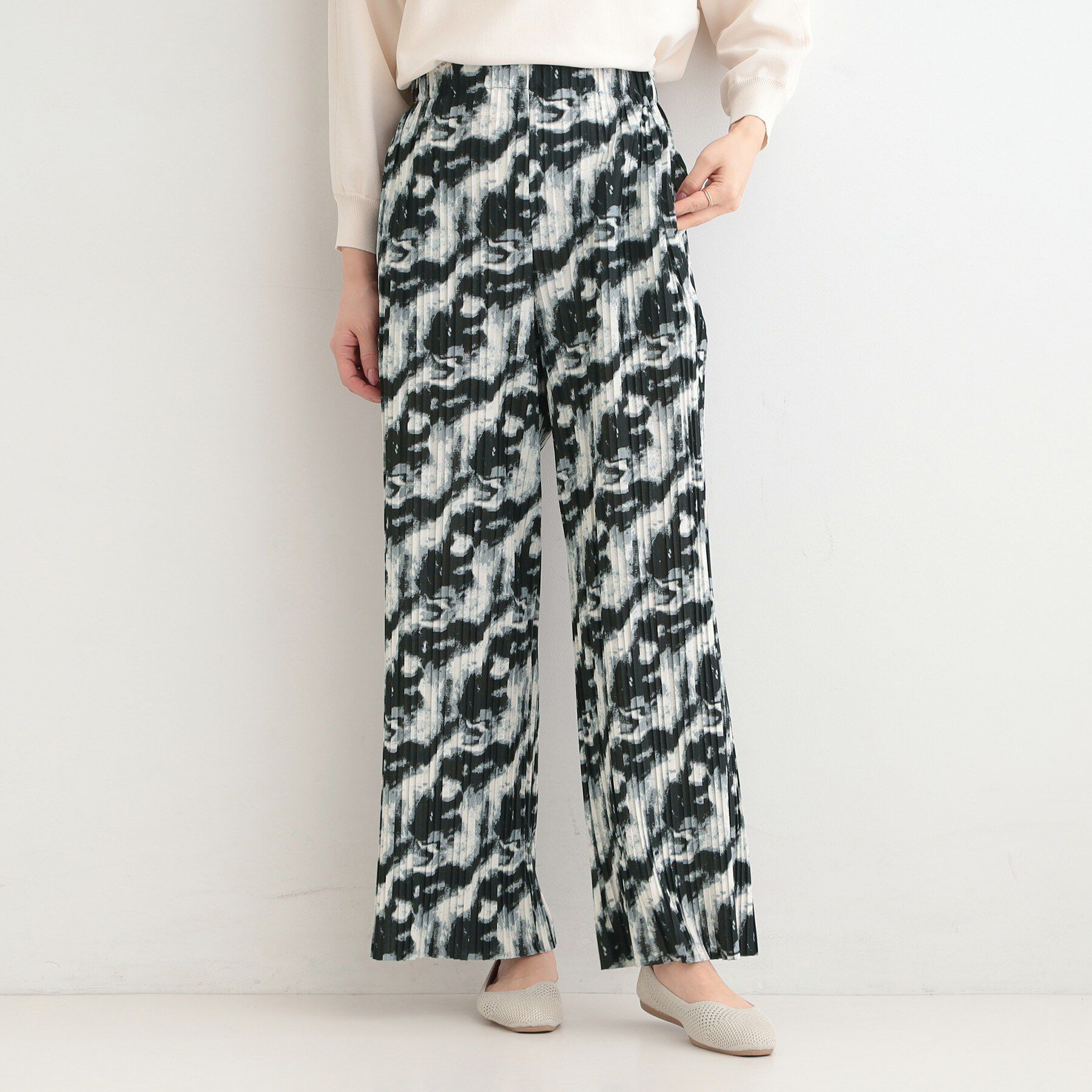 SHOO･LA･RUE「【S-LL/柄が選べる】ウエストゴムでらくちん 大人プリーツイージーパンツ」|その他|