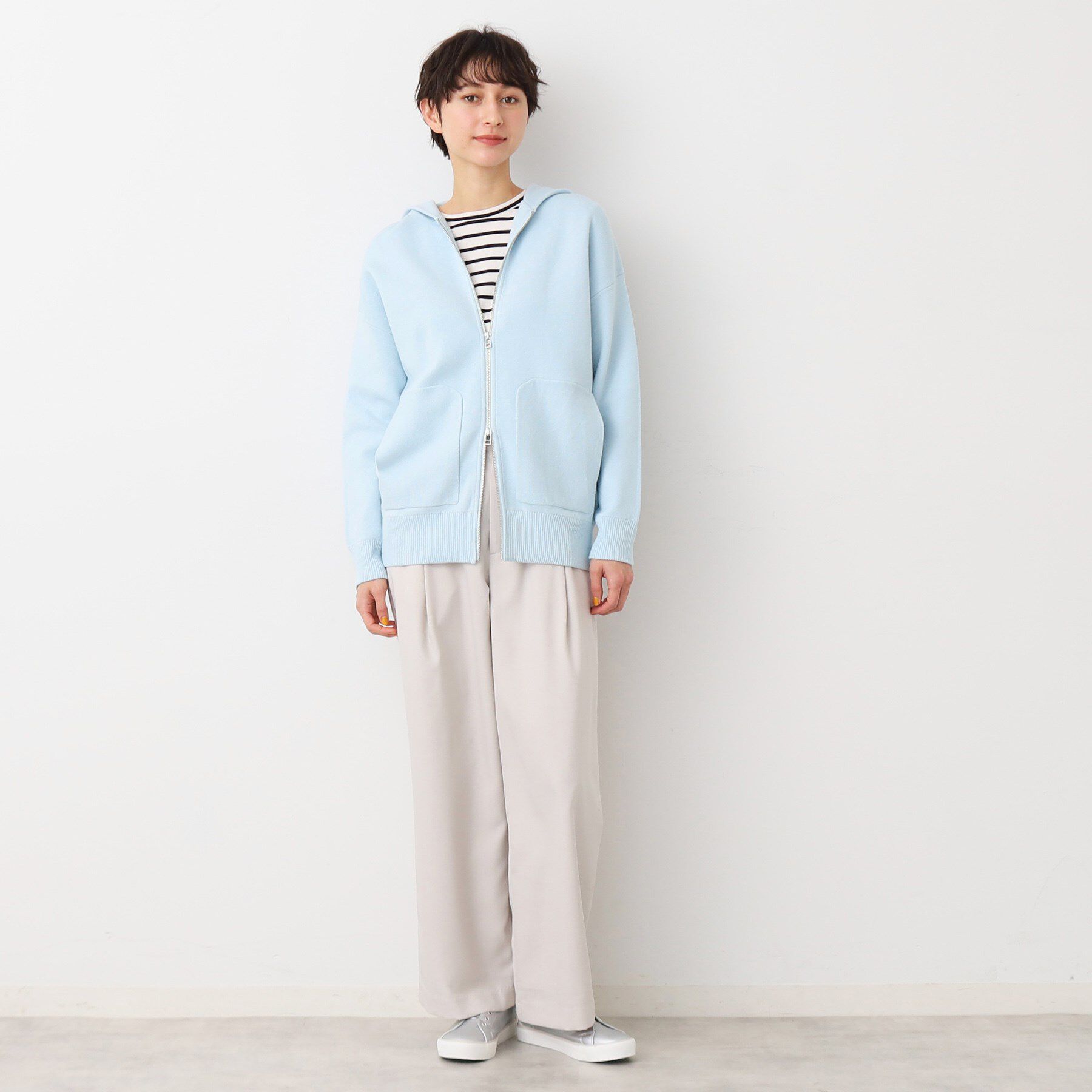 Dessin「【洗える】フーデットニットミラノリブカーデ」|カーディガン|