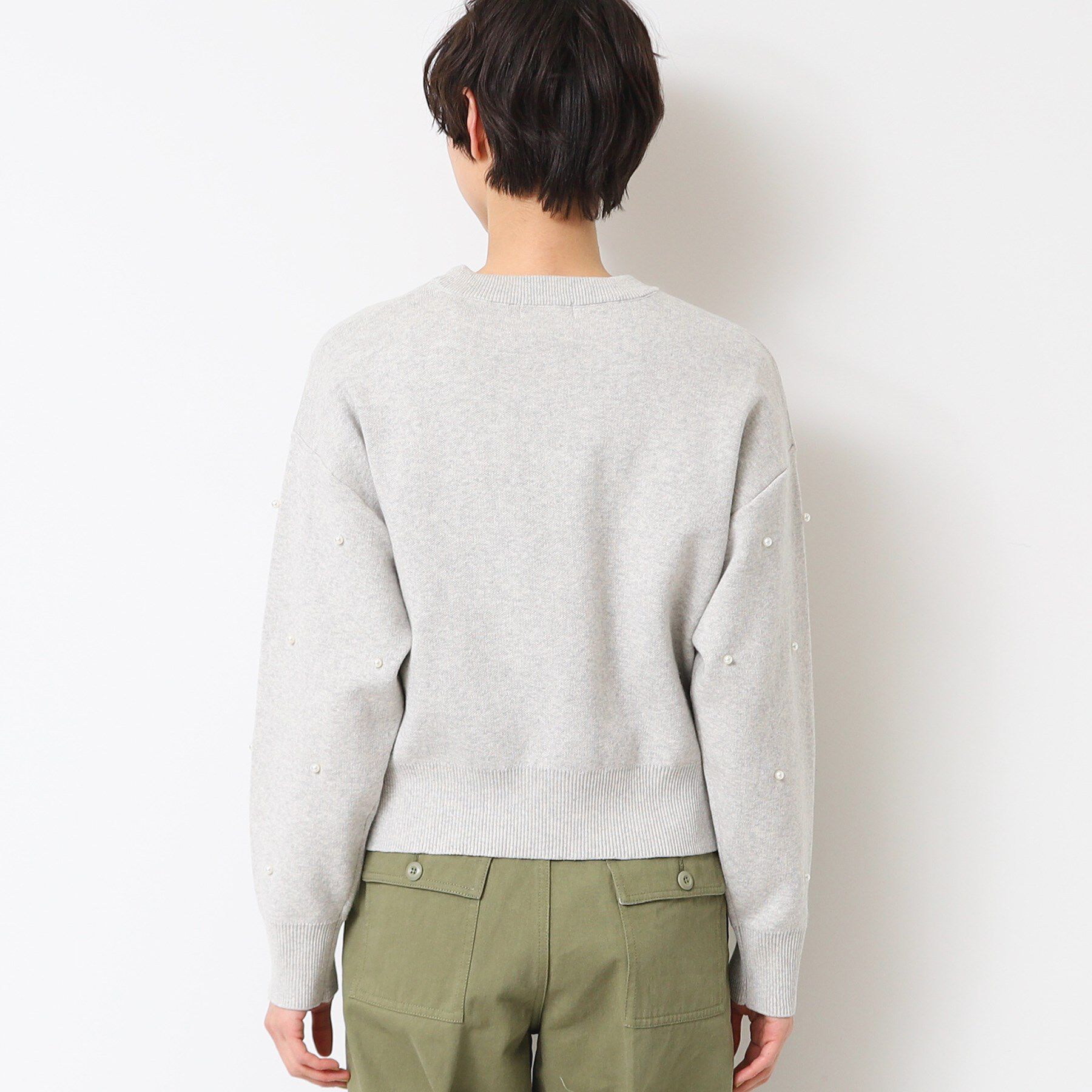 Dessin「【洗える】パール調付きクロップド丈ニット（S～L）」|ニット・セーター|