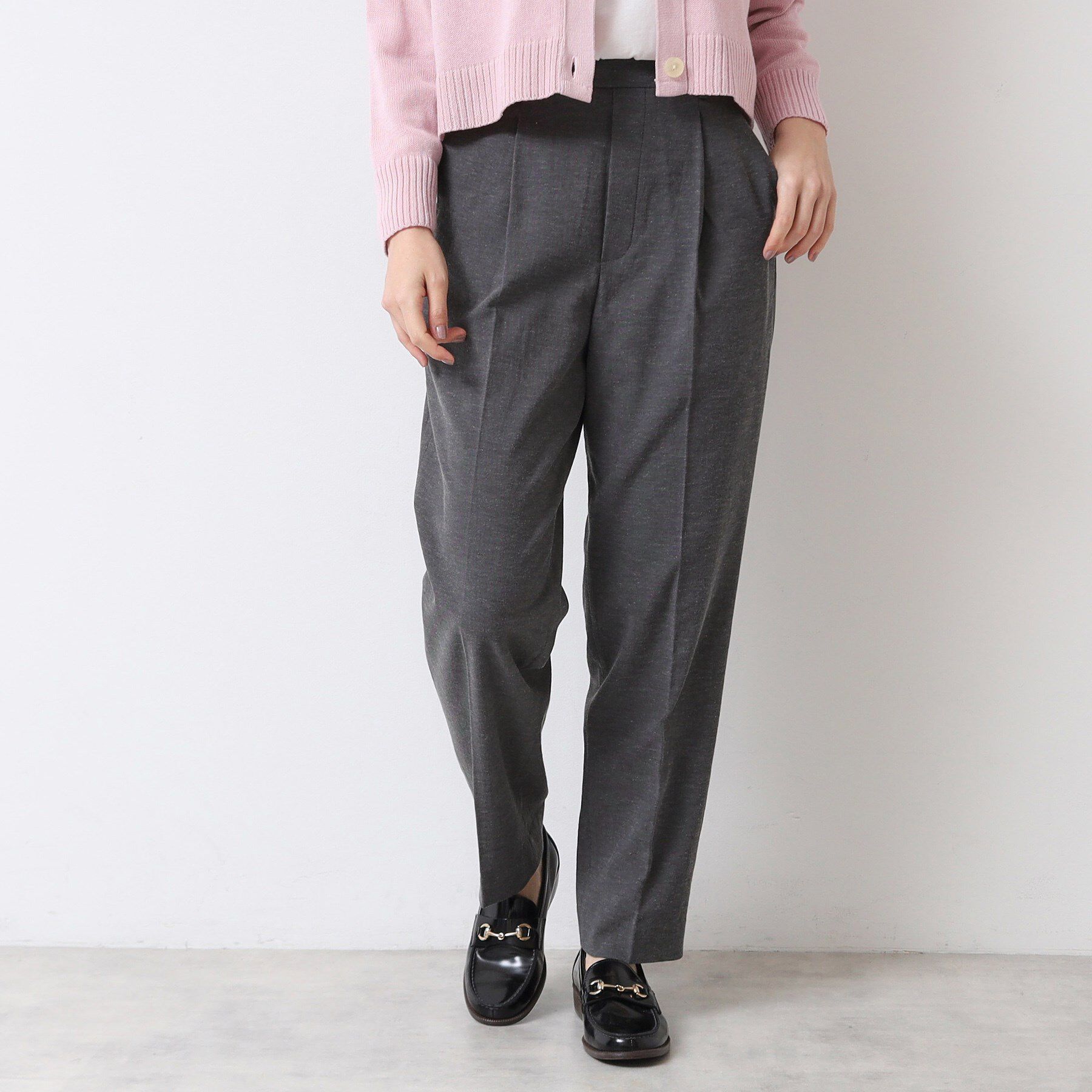 Dessin「【多機能・後ろゴム】リネンブレンドテーパードパンツ」|その他|チャコールグレー(0