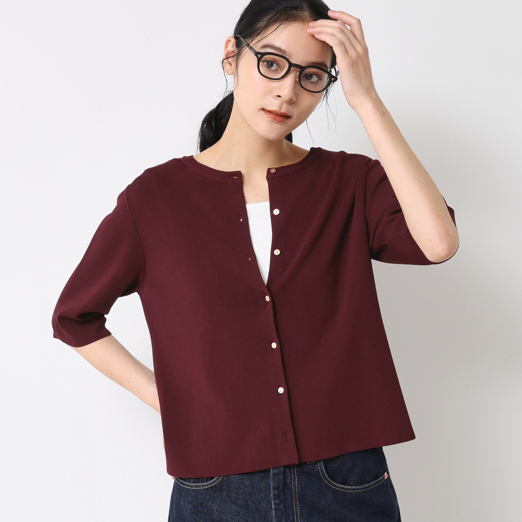 Dessin「【UVカット/洗える】2WAY五分袖カーディガン」|ニット・セーター|