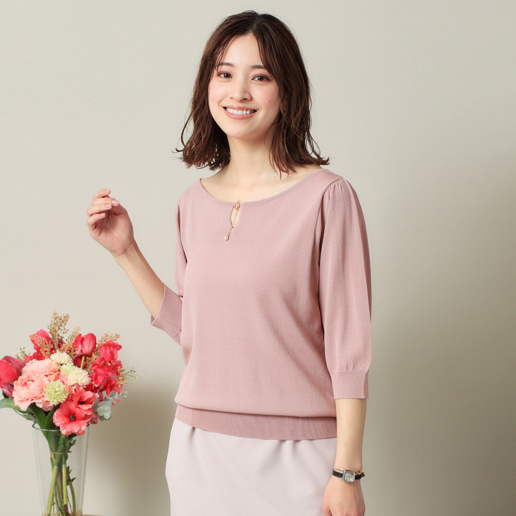 ITS&rsquo;DEMO「【UVケア／接触冷感／アンチピリング／洗濯機OK】キーネックニット」|ニット・セーター|