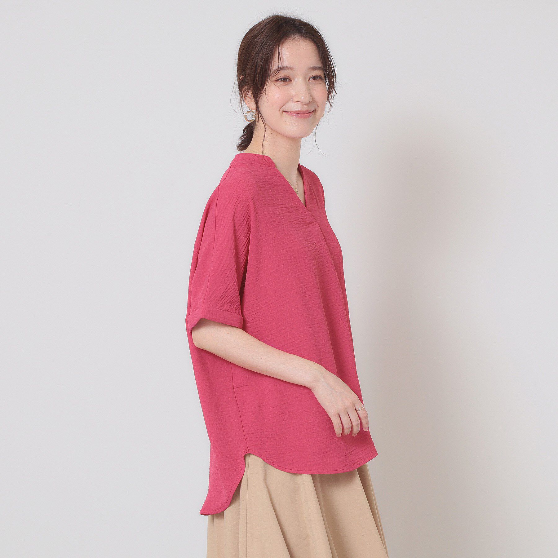 ITS&rsquo;DEMO「【接触冷感／吸水速乾／洗濯機OK】イージーケアスキッパーブラウス＜ラク服シリーズ＞」|シャツ・ブラウス|