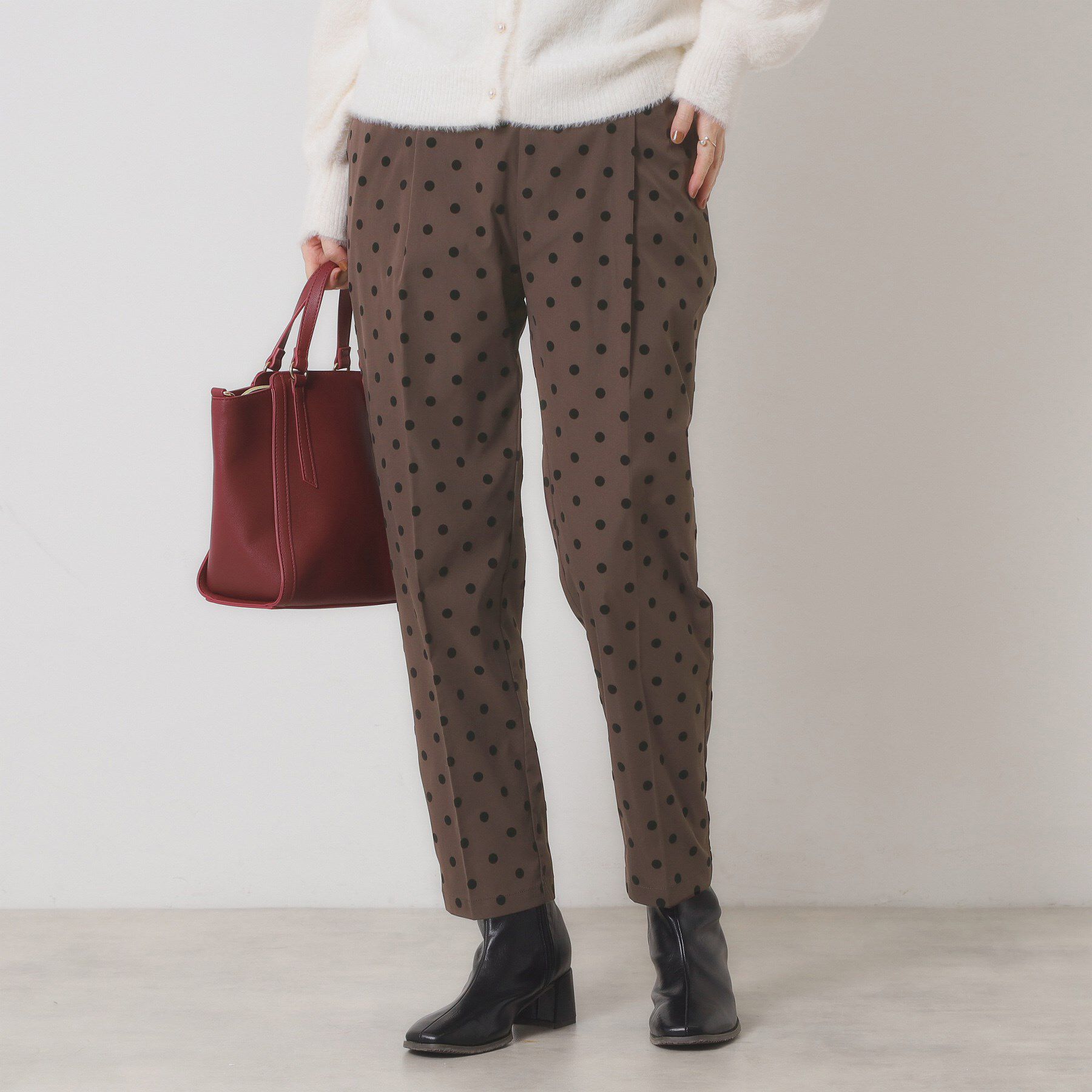 ITS&rsquo;DEMO「【手洗い可／ウエストゴム】フロッキードットパンツ」|その他|ブラウン(144)