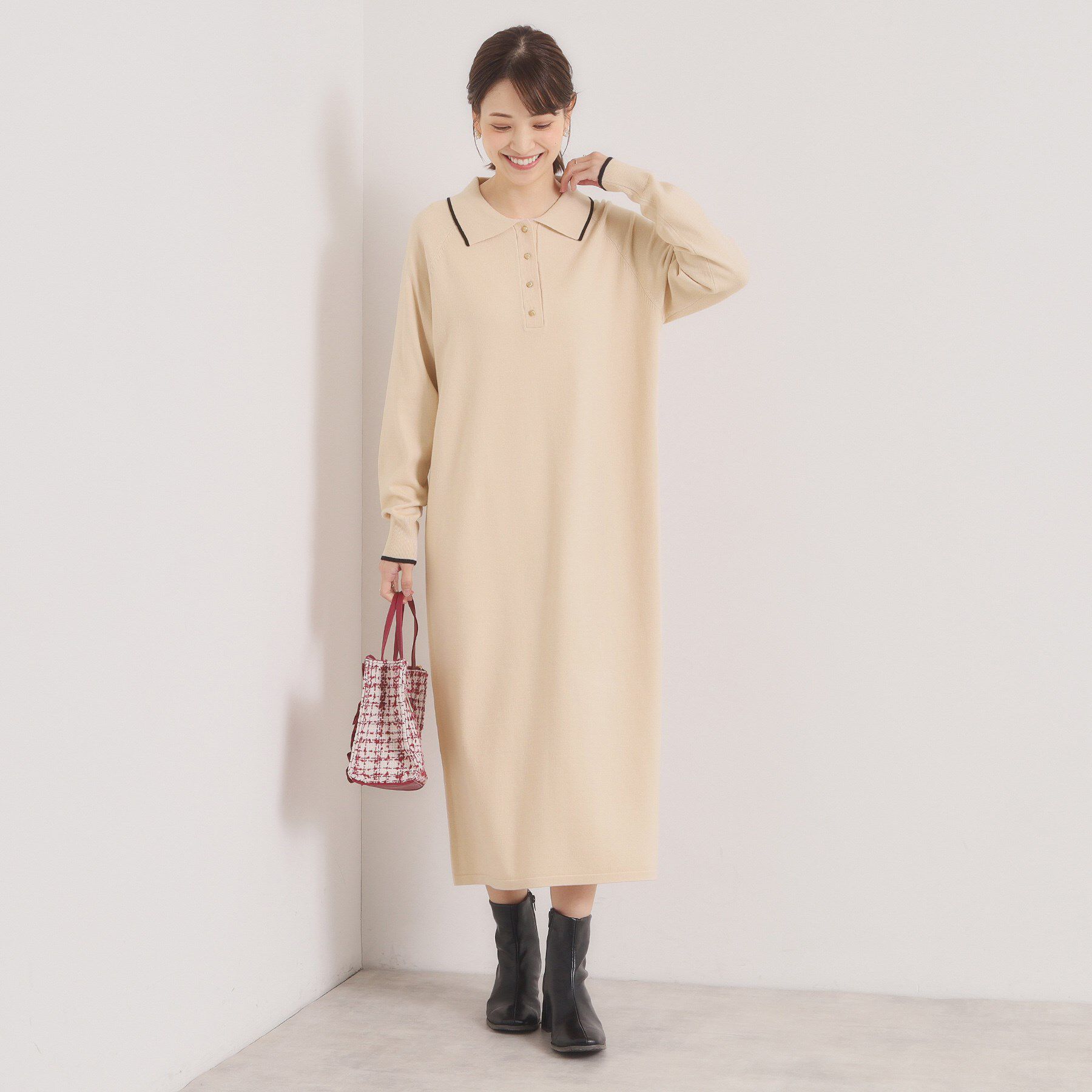 ITS&rsquo;DEMO「【手洗い可】ポロ衿ニットワンピース」|ワンピース|