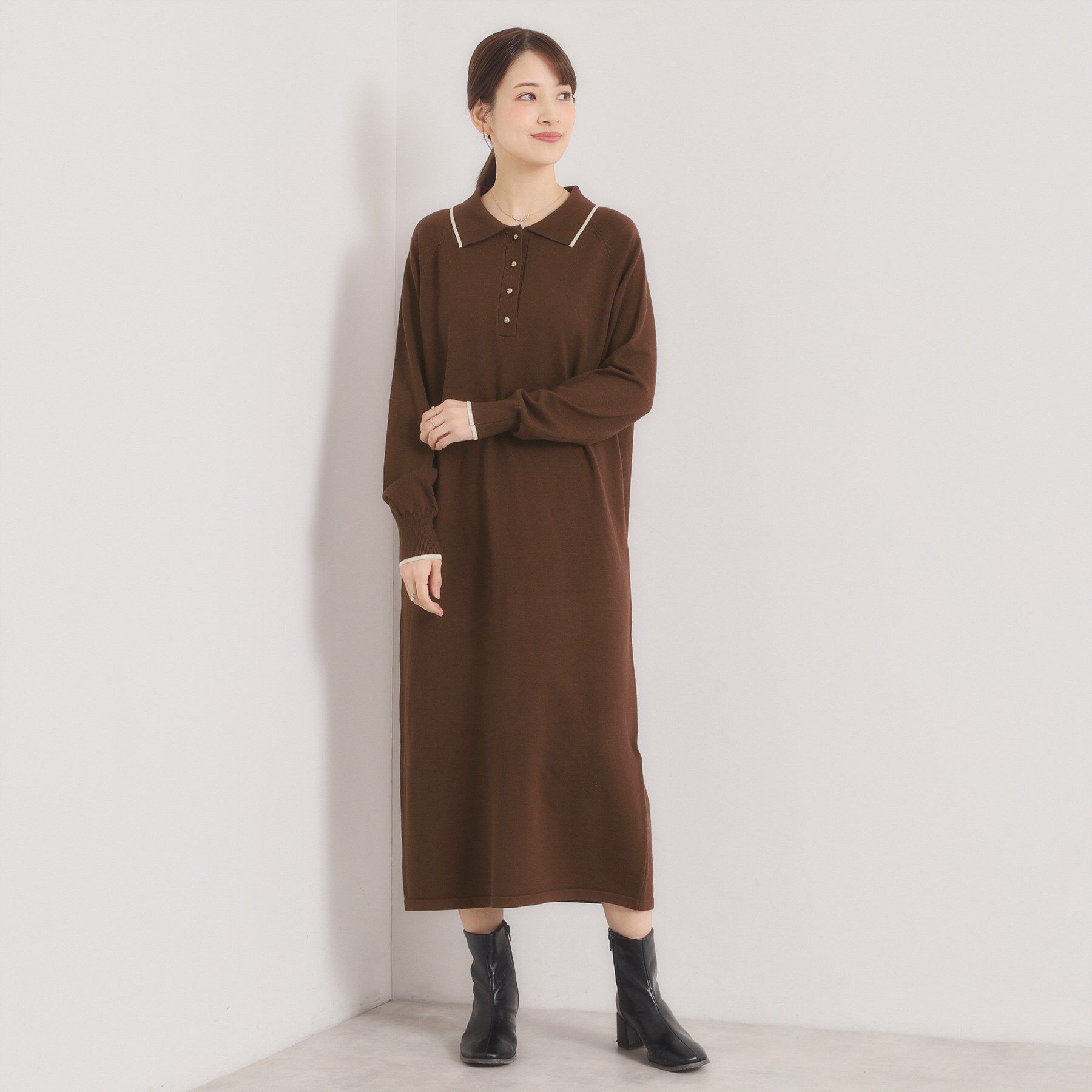 ITS&rsquo;DEMO「【手洗い可】ポロ衿ニットワンピース」|ワンピース|