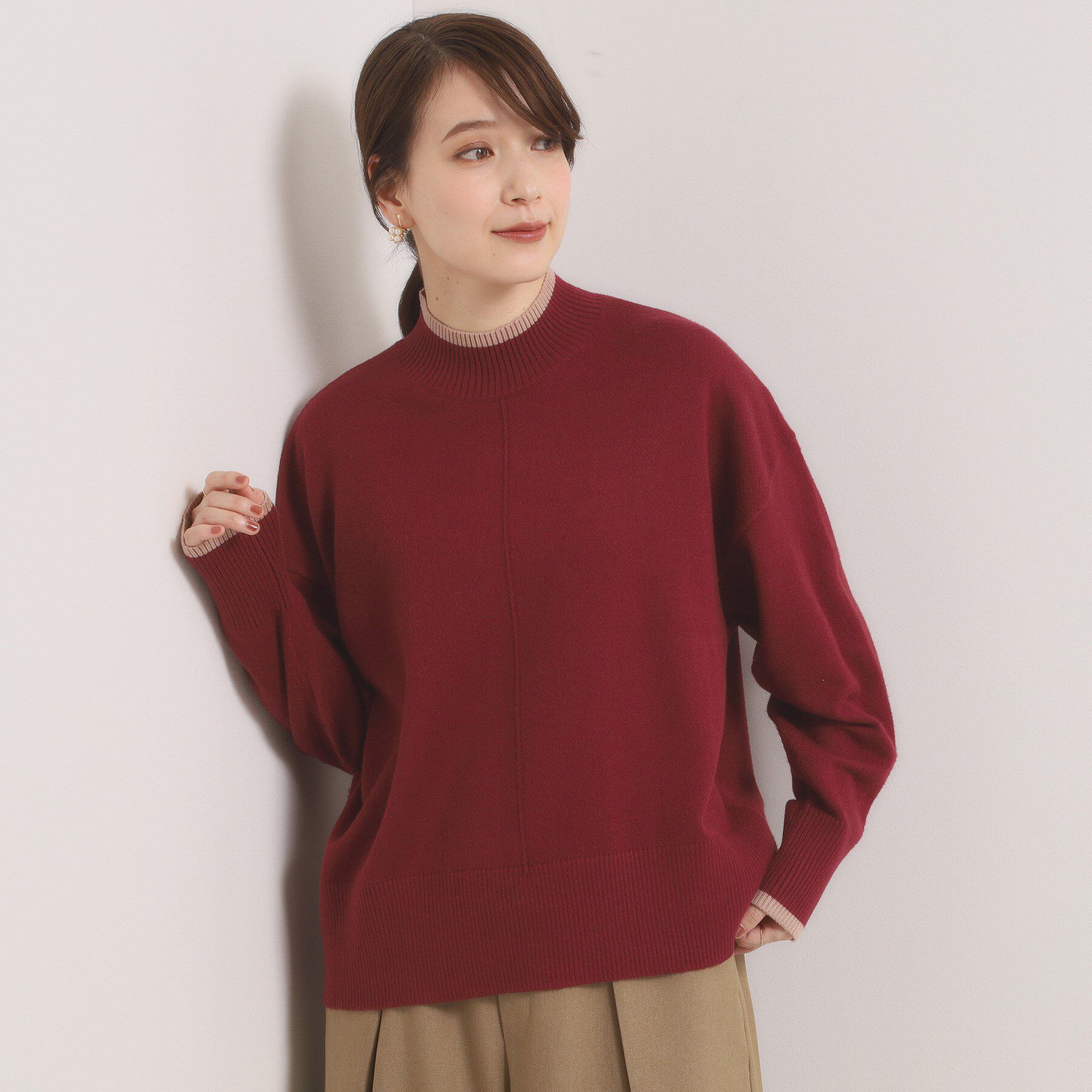 ITS&rsquo;DEMO「【手洗い可】ダブルジャカード編みニット」|ニット・セーター|ボルドー(064)