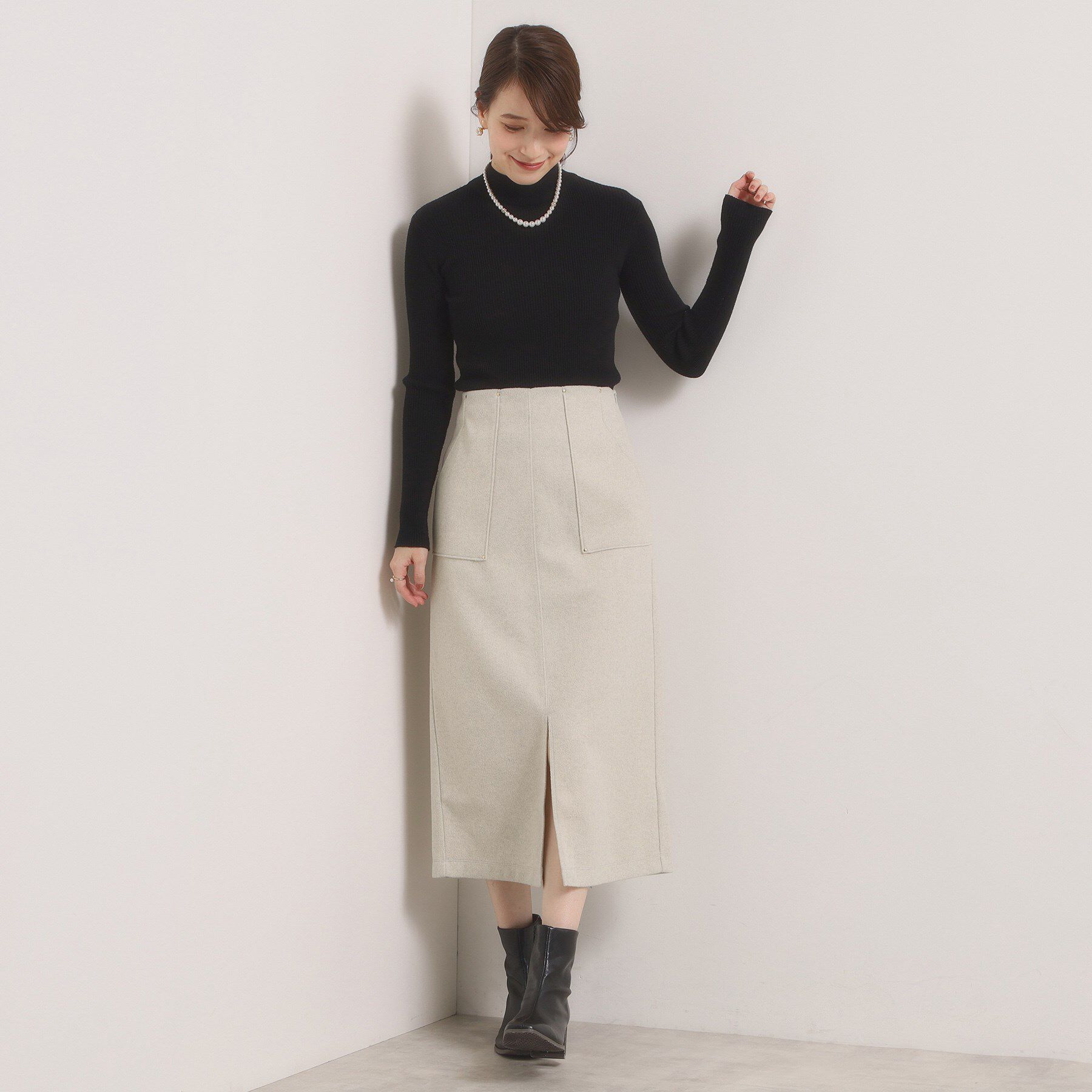 ITS&rsquo;DEMO「【洗濯機OK】カットメルトンタイトスカート」|スカート|