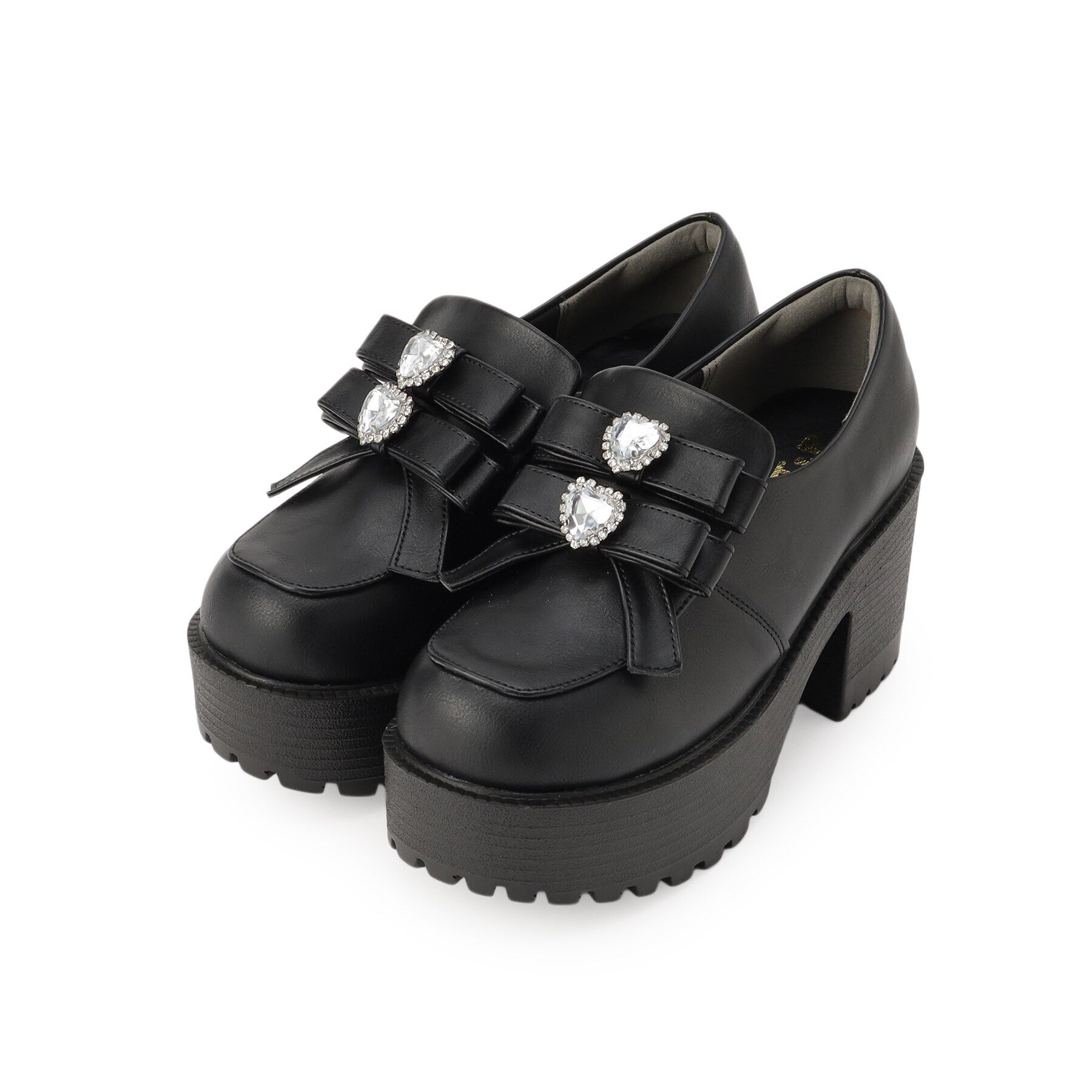 csT&P「ビジューハート付ダブルリボン厚底パンプス」|パンプス|