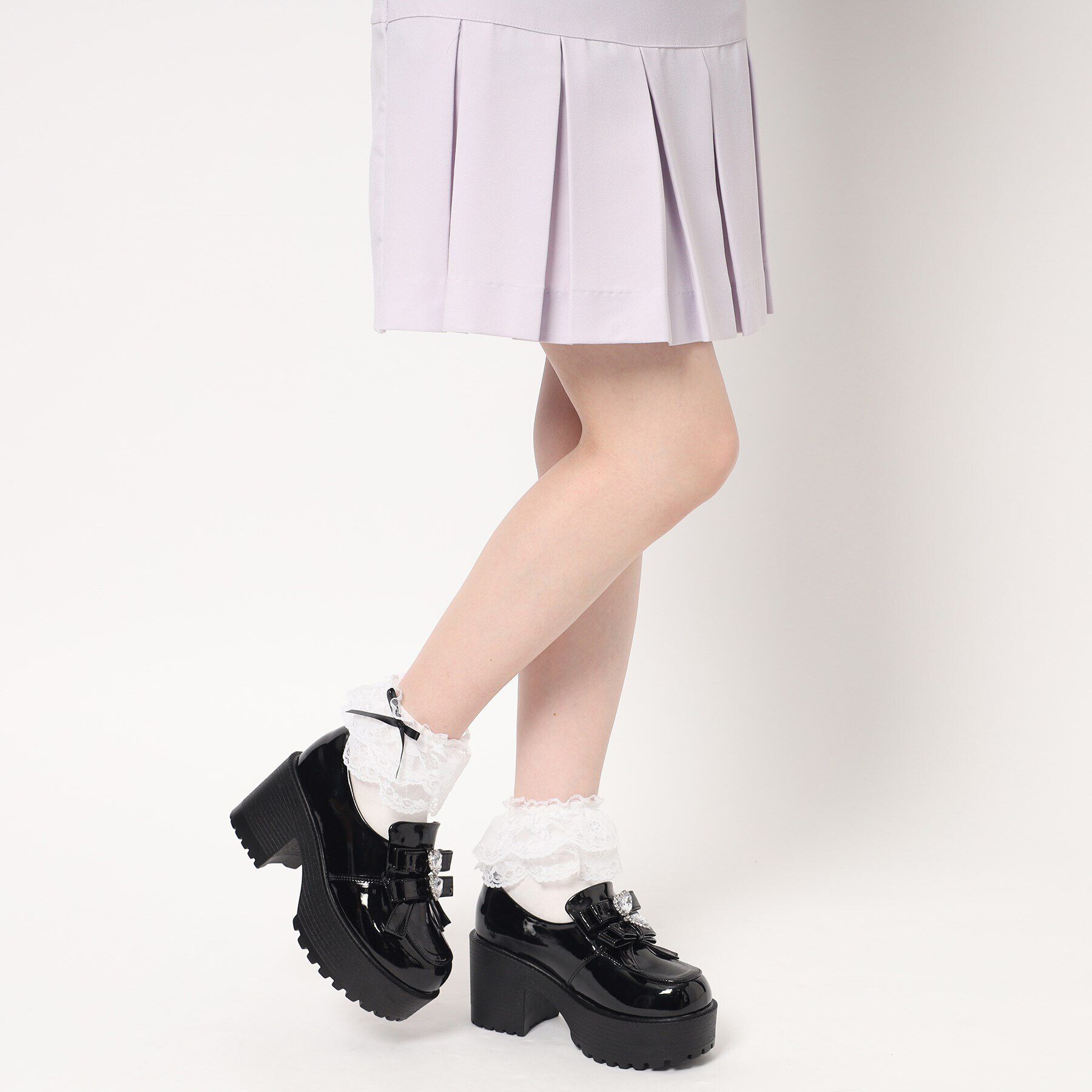 csT&P「ビジューハート付ダブルリボン厚底パンプス」|パンプス|