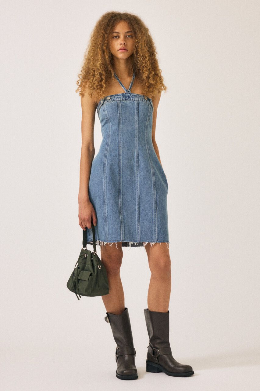 MOUSSY「DENIM BARETOP MINI ワンピース」|ワンピース|