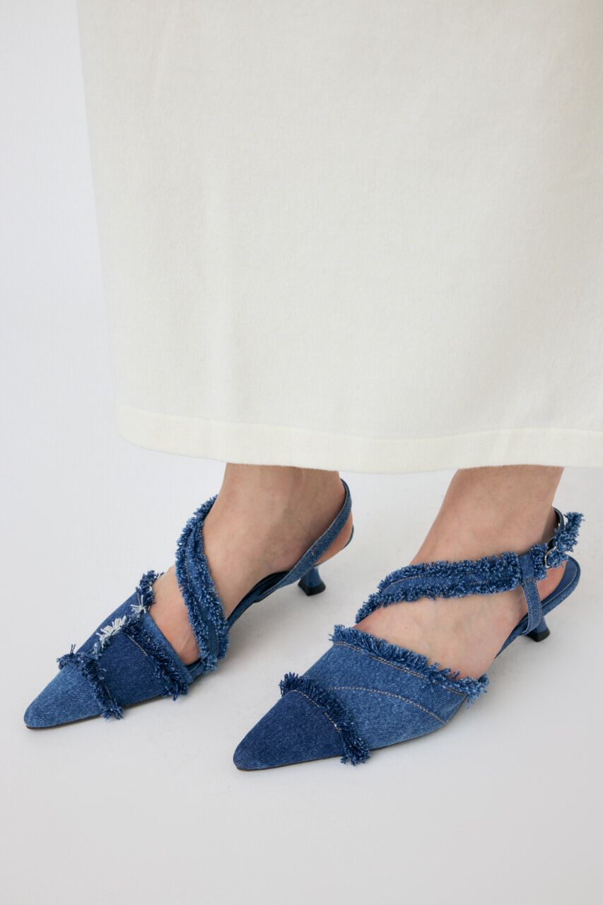 MOUSSY「REMAKE DENIM POINTY HEEL パンプス」|スリッポン|