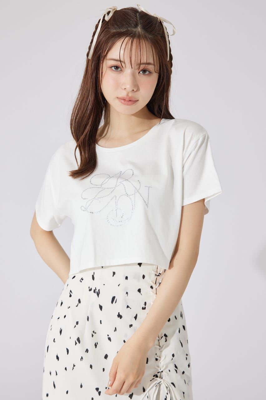 rienda「ラインストーンロゴTシャツ」|Tシャツ・カットソー|