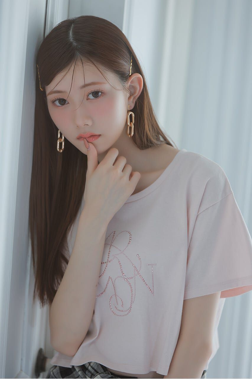 rienda「ラインストーンロゴTシャツ」|Tシャツ・カットソー|L/PNK1