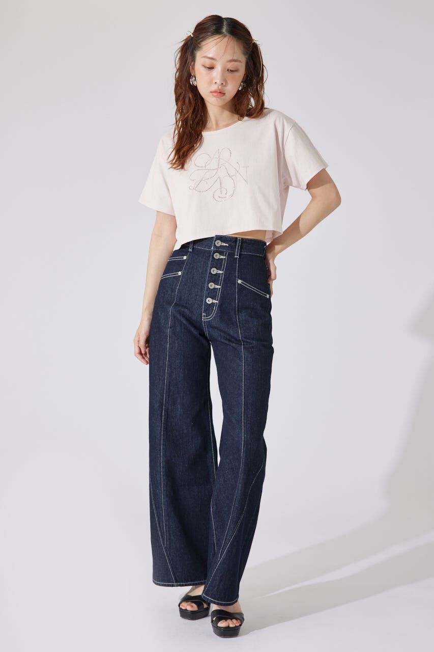 rienda「ラインストーンロゴTシャツ」|Tシャツ・カットソー|