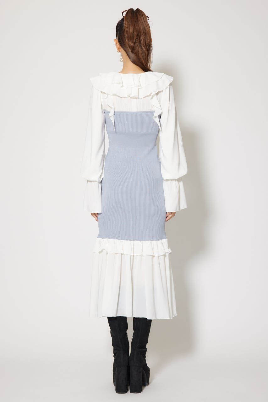 rienda「ダブルフリルコンビニットワンピース」|ワンピース|