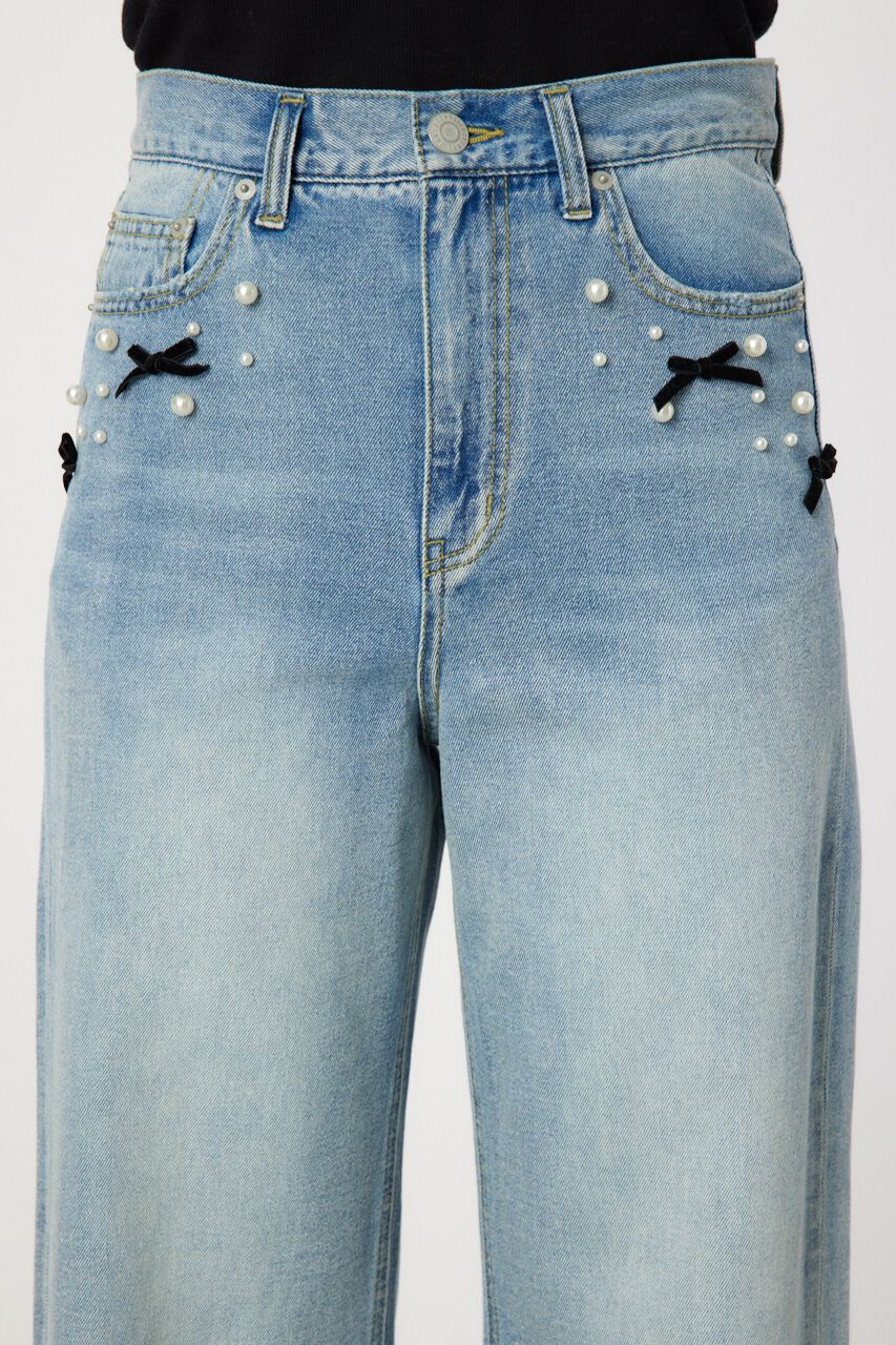 RODEO CROWNS「デコレーションハイウエストワイドデニム」|デニム|