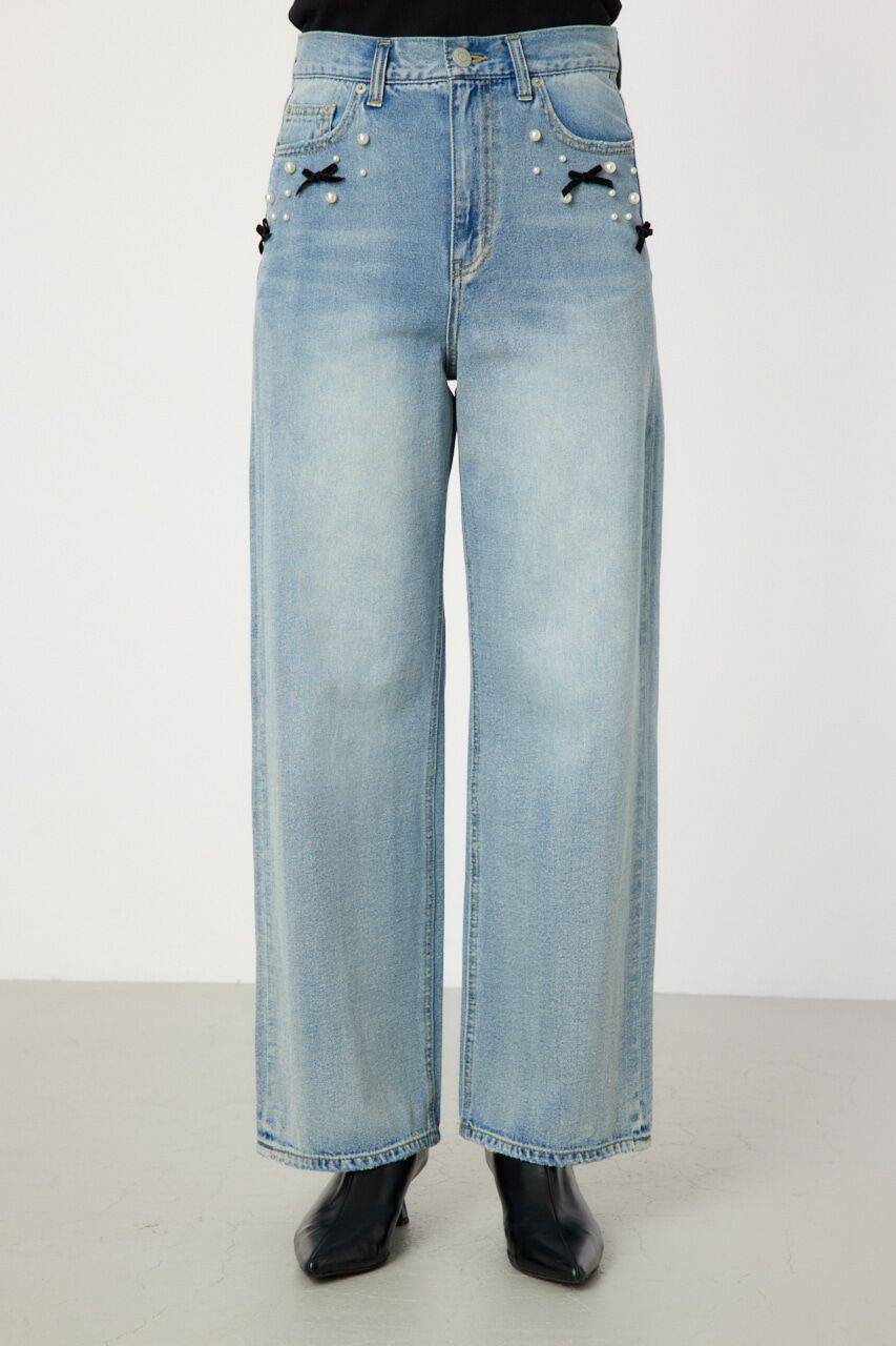 RODEO CROWNS「デコレーションハイウエストワイドデニム」|デニム|