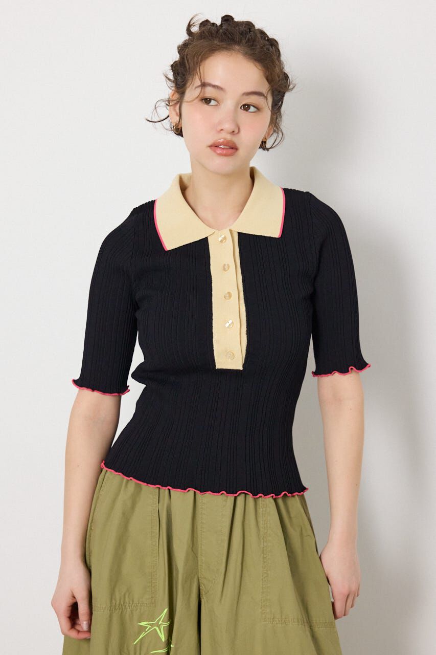 RODEO CROWNS「バイカラーポロニット」|ニット・セーター|