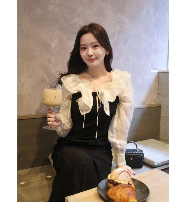 dazzlin「フリルカラードッキングリブワンピース」|ワンピース|