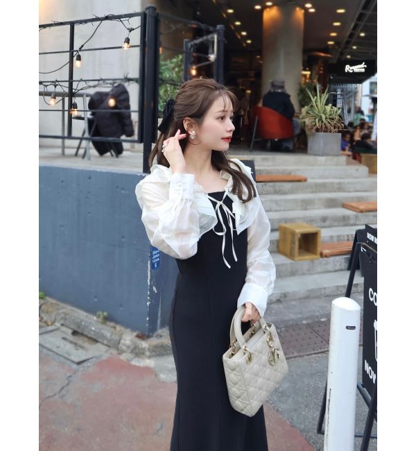 dazzlin「フリルカラードッキングリブワンピース」|ワンピース|