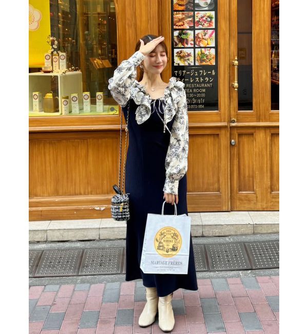 dazzlin「フリルカラードッキングリブワンピース」|ワンピース|