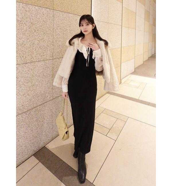 dazzlin「フリルカラードッキングリブワンピース」|ワンピース|