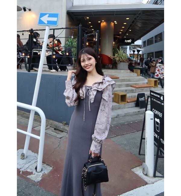 dazzlin「フリルカラードッキングリブワンピース」|ワンピース|