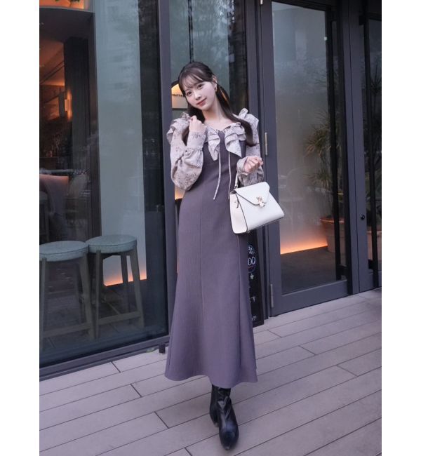 dazzlin「フリルカラードッキングリブワンピース」|ワンピース|