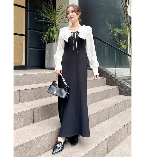 dazzlin「フリルカラードッキングリブワンピース」|ワンピース|