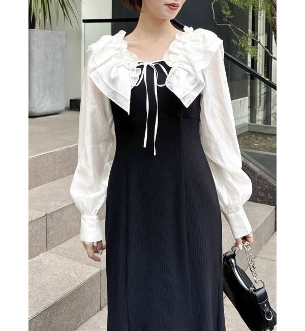 dazzlin「フリルカラードッキングリブワンピース」|ワンピース|