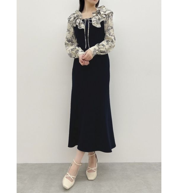 dazzlin「フリルカラードッキングリブワンピース」|ワンピース|