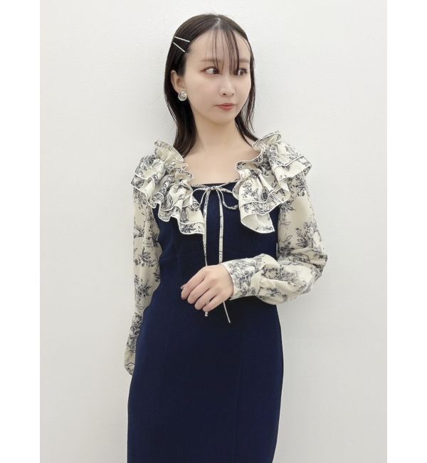 dazzlin「フリルカラードッキングリブワンピース」|ワンピース|