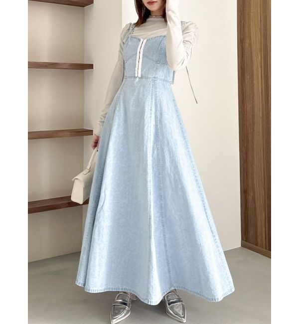 dazzlin「フロントホックデニムジャンスカ」|ワンピース|ブルー