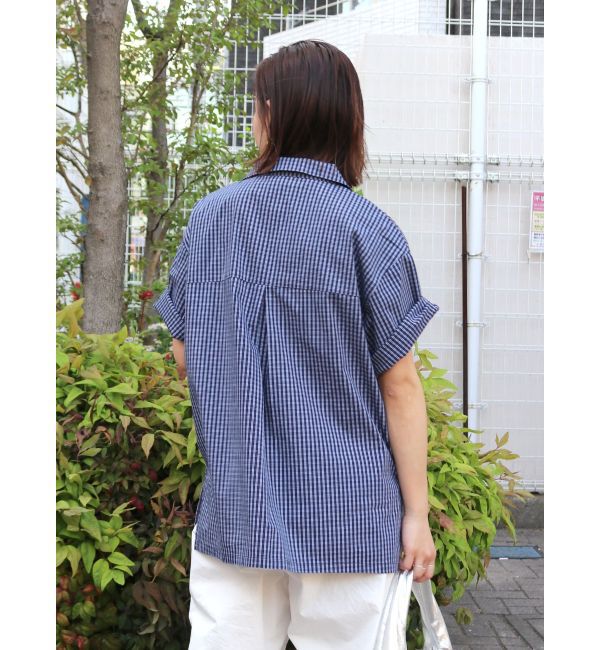 Ungrid「【WEB限定】ハーフスリーブチェックルーズシャツ」|シャツ・ブラウス|