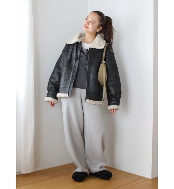 Ungrid「フェイクムートンボアブルゾン」|ブルゾン・スタジャン|